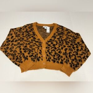 RSQ Leopard Print Cardigan - Tan and Black